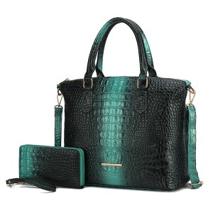 MKF Collection Frankie Gradient Faux Crocodile-Embossed Women’s Satchel Handbag with Matching Wallet by Mia K - 1 of 4