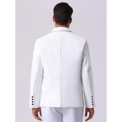 Мужские пиджаки INSPIRE CHIC Men's Business Regular Fit Notch Lapel Single Formal Breasted Blazer White Small — фото 3