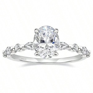 3 Carats Silver Ring Halo for Women Size 8 Fashionable and Exquisite - 1 of 4
