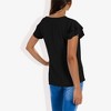 Anna-Kaci Women's V-Neck Short Sleeve Shirt with Soft Ruffle Sleeves and Textured Fabric for a Feminine Casual Look - 3 of 4