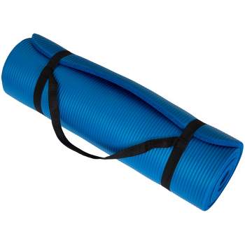 Extra Thick Yoga Mat- Non Slip Comfort Foam, Durable Exercise Mat For Fitness, Pilates and Workout With Carrying Strap By Leisure Sports (Blue)