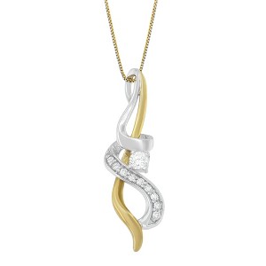 Haus of Brilliance Espira 10K Two-tone Gold 1/5 cttw Diamond Intertwined Swirl Pendant Necklace - 1 of 4