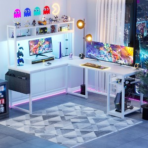 Aheaplus L Shaped Desk with Power Outlet & LED Strip - 1 of 4