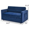 FONTOI Loveseats Sofa Bed with Pull-out Bed, Convertible Sleeper Couch with Adjsutable Back and Arm Pockets for Living Room, Blue, 54.5"*31.5"*33" - 3 of 4