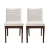 TinyHomie Set of 2 Dining Chairs, Contemporary Sloped Upholstered Seats, Tapered Rubberwood Legs, Beige - 4 of 4