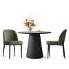 Dining Table Set for 2, Modern Round Pedestal Table with Black Base and Upholstered Chairs for Kitchen Nook or Small Dining Room-Tanpinhause - 4 of 4