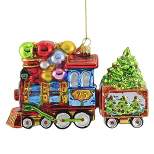 Huras Christmas Express  -  1 Glass Ornament 4.00 Inches -  Ornament Train Carriage Holiday  -  S412  -  Glass  -  Multicolored