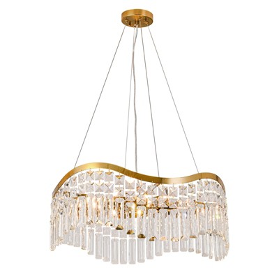 LLHZSY Modern Elegant Wave Crystal Chandelier with Adjustable Height - W23 31/50"- Gold/Chrome