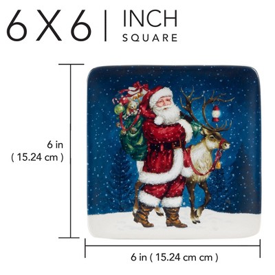 Certified International Set of 4 Santa's Secret Canape Plates, 3 of 4