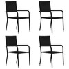 vidaXL Garden Dining Chair Set of 4 Black PE rattan, steel Standard - Black 4 - 2 of 4