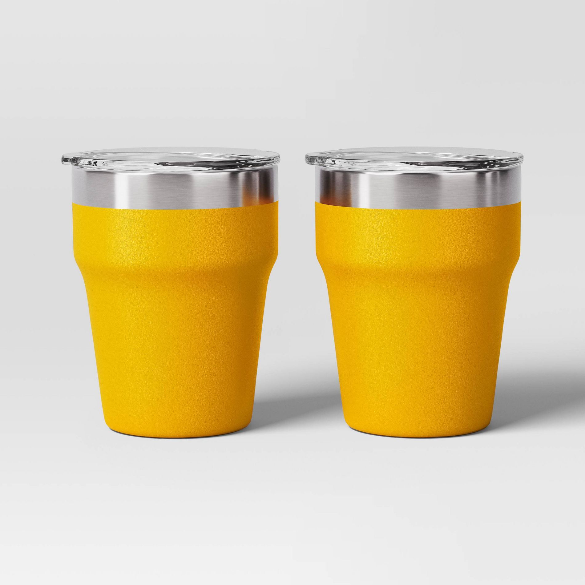 12oz 2pk Stacking Short Tumbler with Lid Yellow - Room Essentials™