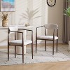 Christopher Knight Home Set of 2 Eva Modern Upholstered Iron Dining Chairs with Curved Open Back Beige/Dark Brown - 2 of 4