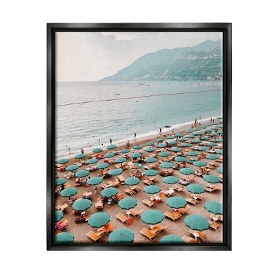 Stupell Industries Beach Umbrellas Coastal Vacation Framed Canvas