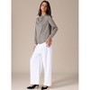 INSPIRE CHIC Women's Satin Casual Pleated Cowl Neck Puff Long Sleeve Dressy Office Work Shirt - 3 of 4