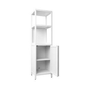 VANIRROR 52" Tall White Linen Tower Bamboo Storage Cabinet – Versatile Organizer for Bathroom, Bedroom, or Living Room - 1 of 3
