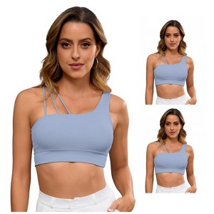 INSPIRE CHIC 3 Packs Women's Yoga Bra Workout Tops for Women Thin Straps Asymmetrical Sports Bra - 1 of 4