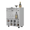 TIRAMISUBEST White Bar Cart with 8-Bottle Wine Rack - Mobile Sideboard Buffet Cabinet for Kitchen or Dining Room - 2 of 4