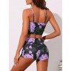 INSPIRE CHIC Women's Tropical Floral Adjustable Spagehetti Straps Drawstring Tops BoyShorts Swimwear Bathing Bikini Sets 2 Pieces - 3 of 4