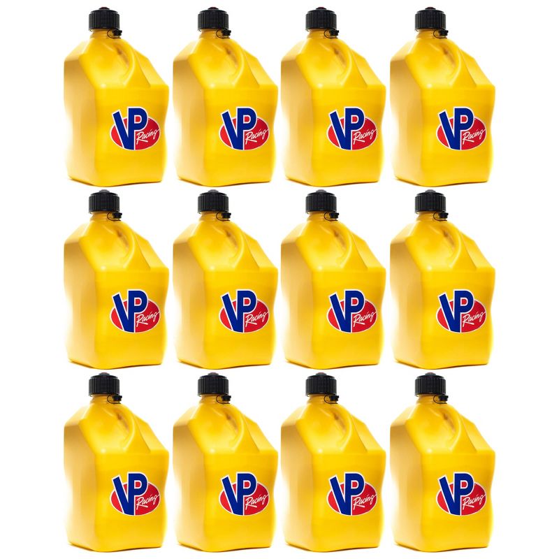 VP Racing 5.5 Gal Motorsport Racing Liquid Container Utility Jug Can w/ Contoured Handle, Multipurpose Cap and Rubber Gaskets, Yellow (12 Pack), 1 of 7