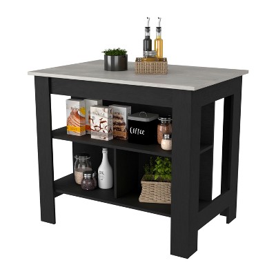 NicBex Kitchen Island Cart with 3 Open Shelves,Kitchen Island with Storage and Large Work Top,Modern Kitchen Cart,Island Table for Kitchen