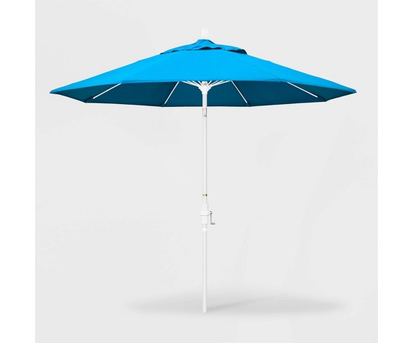 9' Sun Master Patio Umbrella Collar Tilt Crank Lift - Sunbrella Canvas Cyan - California Umbrella
