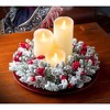 Haute Decor 2pk Frosted Adjustable Candle Ring Artificial Swag Silver: Fits 3-4.5" Pillar, Unlit PVC Decoration - 3 of 4