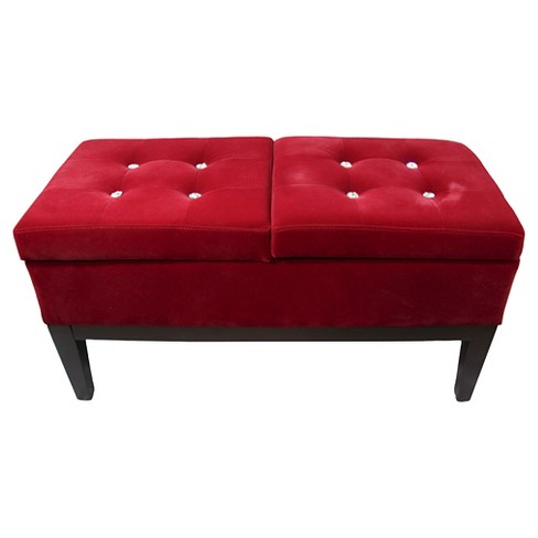 Tufted Dual Lift Storage Bench Red, Storage Bench Red