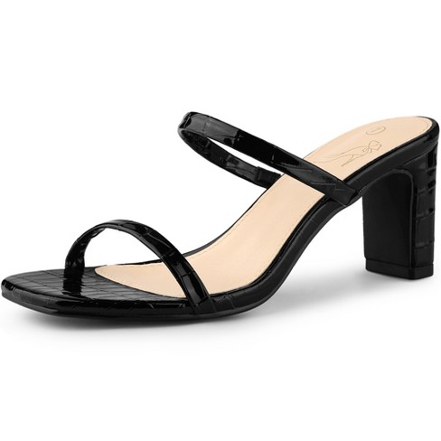 Women's Open Toe Dual Straps Block Heels Slide Sandals : Target