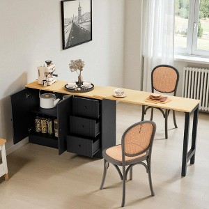 Mshliw Pull-Out Dining Table Sideboard with 3 Drawers, Adjustable Shelves, Painted Finish, Sofa Table, Space-Saving Console Cabinet (only table) - 1 of 4