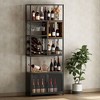 LOVMOR 82.7" Industrial Tall Black Bar Wine Rack Cabinet with Glass Holder Wood Home Bar Cabinet - 2 of 4