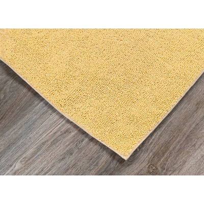 Soft Yellow Cotton 3-Piece Bath Rug Set with Latex Backing