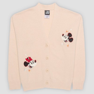 Women's Halloween Mickey & Minnie Cardigan Sweater - Tan