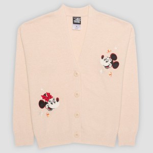 Women's Halloween Mickey & Minnie Cardigan Sweater - Tan - 1 of 4