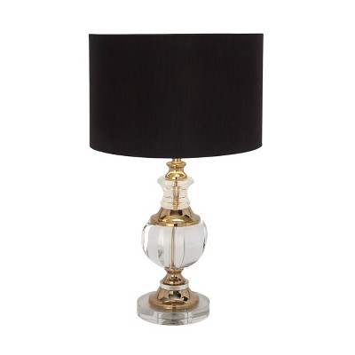 Black and Gold Crystal Nightstand Lamp with Drum Shade