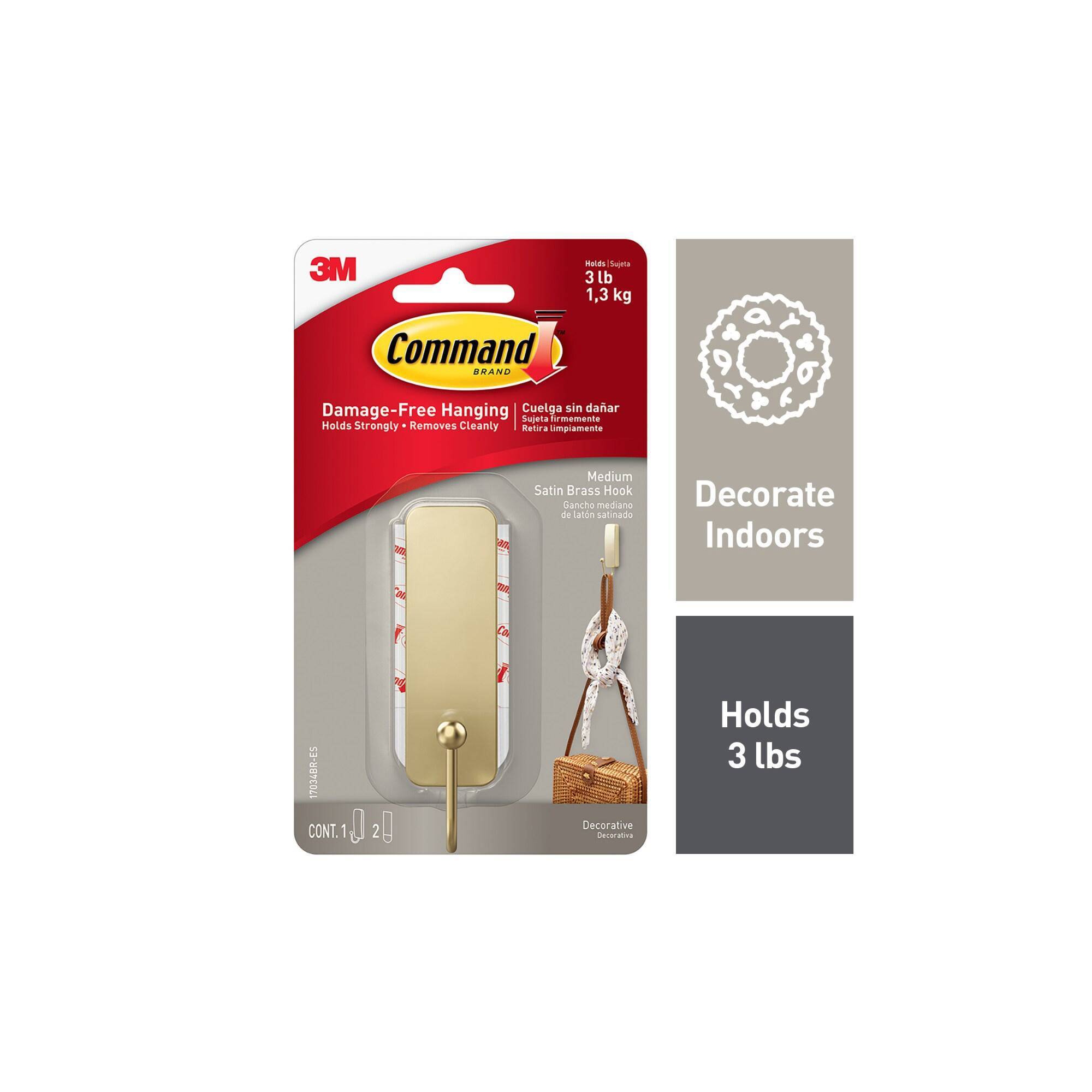 Command Medium Damage-Free Hook - Satin Brass