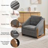 Set of 1 Chenille Fabric Modern Upholstered Armchair with Wooden Side Frame , Accent Leisure Chair with Cushioned Seat and Backrest - 2 of 4