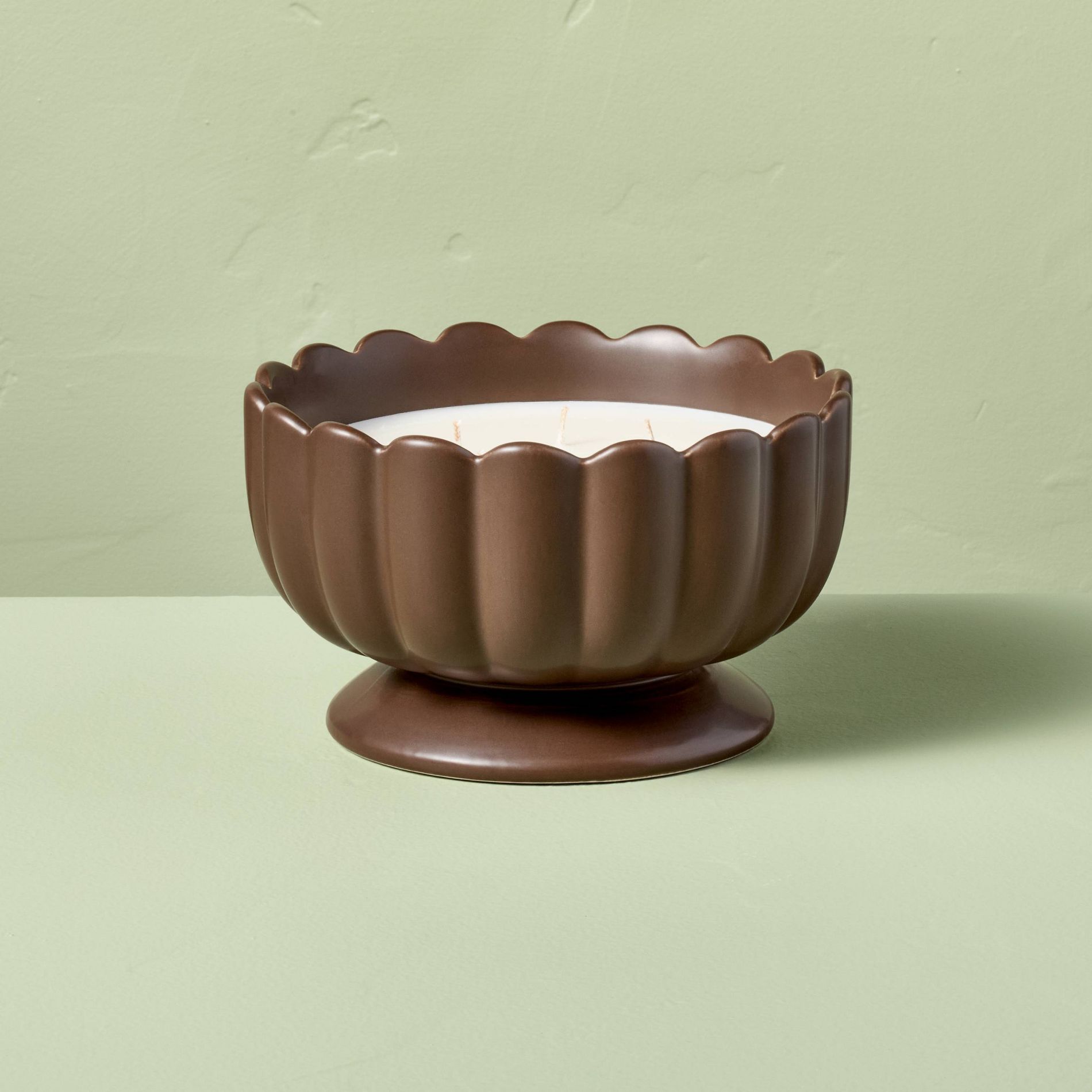 5 Wick Footed Ceramic Scalloped Rim Harvest Chestnut Jar Candle 34oz - Hearth & Hand™ with Magnolia