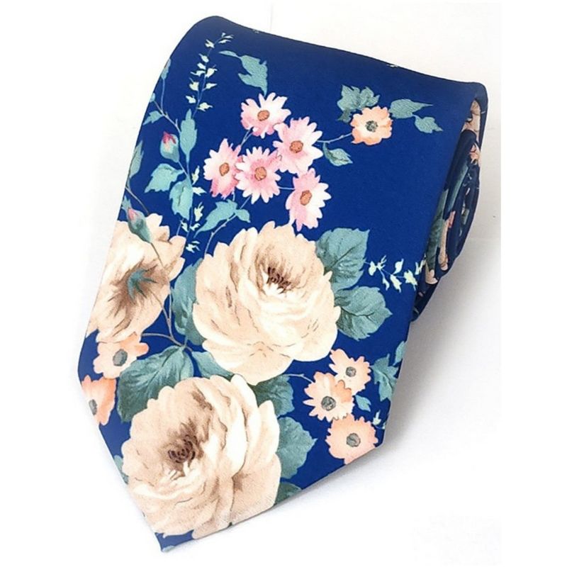 Men's Floral Cotton 3.35 Inch Wide And 58 Inch Long Neckties, 1 of 3