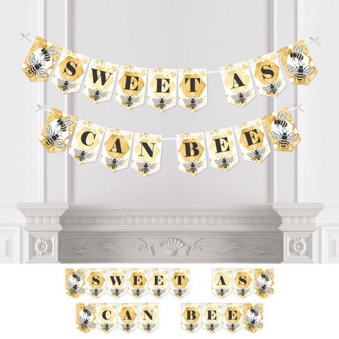 Big Dot of Happiness Little Bumblebee - Bee Baby Shower or Birthday Party  Bunting Banner - Party Decorations - Sweet As Can Bee