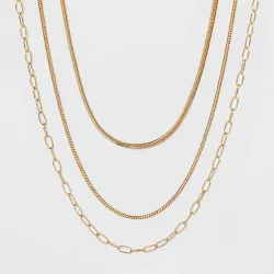 Round Flat Snake Chain Necklace - A New Day™ Gold