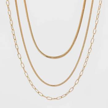 Round Flat Snake Chain Necklace - A New Day™ Gold