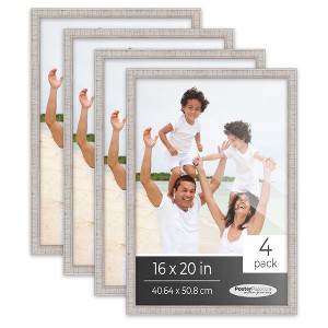 PosterPalooza | Pack of 4 Rustic White Picture Frames | Solid Wood | UV-Resistant Acrylic | Easy Gallery Wall - 1 of 4