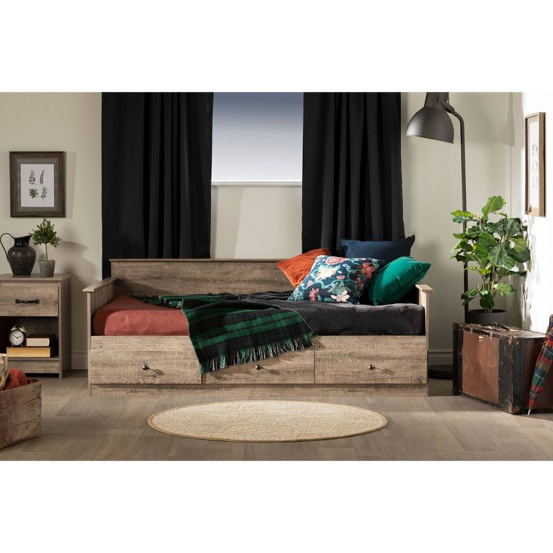 Twin Tassio Daybed with Storage Weathered Oak - South Shore, 4 of 10
