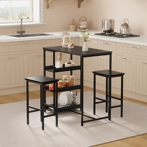 3-Piece Bar Table and Stools Set - Rectangular High Table - Sturdy ...