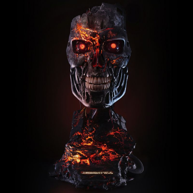 PureArts Terminator 2 Battle Damaged T-800 Life-Size 1:1 Scale Art Mask Bust, 2 of 9
