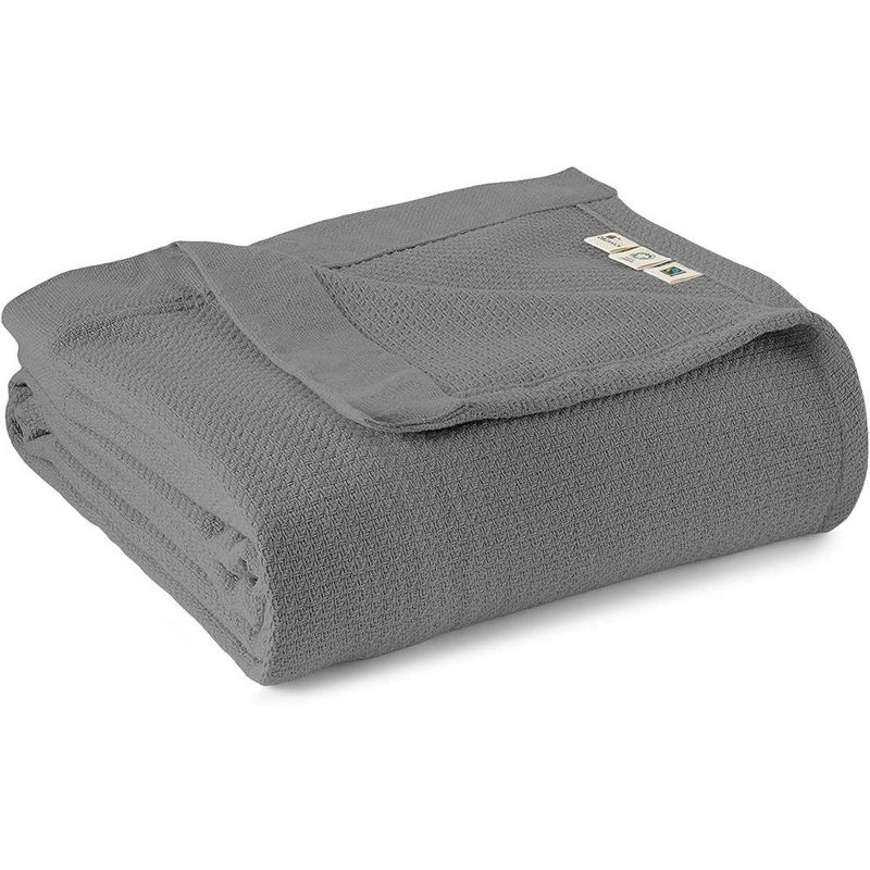 Whisper Organics, 100% Organic Woven Cotton Blanket, Breathable GOTS & Fairtrade Certified, Grey, 1 of 8