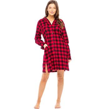 Alexander Del Rossa Women's Soft Cotton Flannel Robe, Plaid Bathrobe
