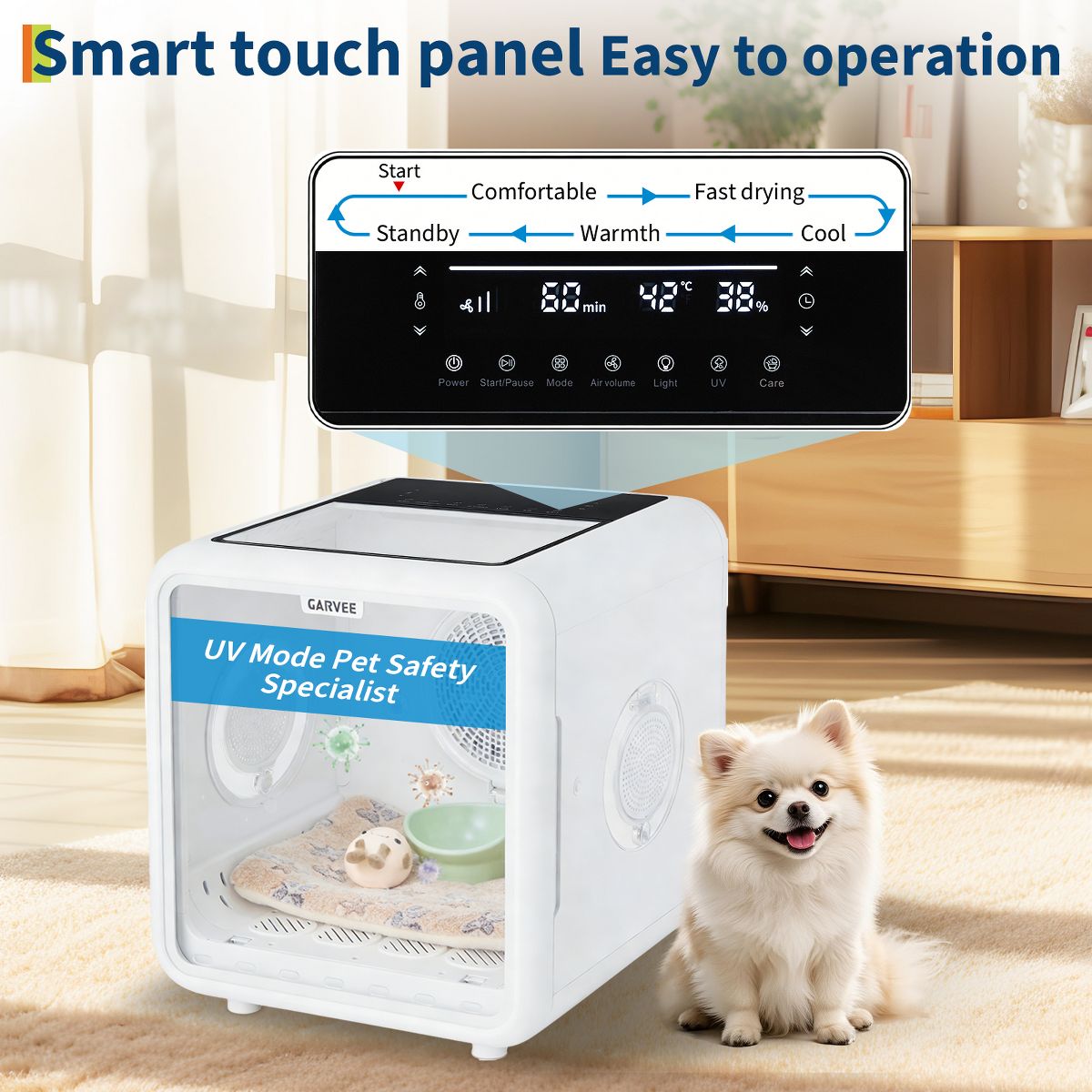72L Pet Drying Box – 360° High-Efficiency Airflow, 5 Outlets, Quiet Grooming for Cats & Small Dogs up to 45 lbs - thumbnail 5