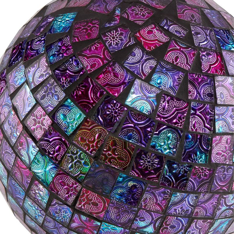 12&#34; x 10&#34; Indoor/Outdoor Embossed Pattern Glass Gazing Globe Purple - Alpine Corporation, 3 of 6
