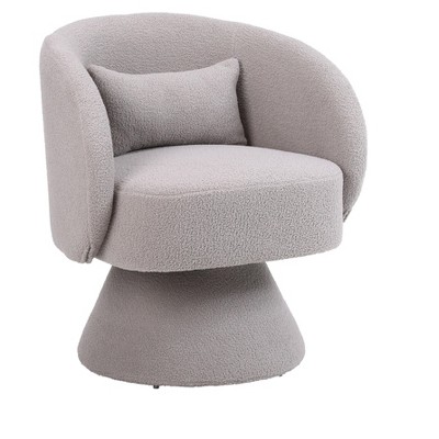 NicBex Faux Fur Fabric Swivel Accent Chair,Upholstered Swivel Living Room Chairs with Barrel-Curved Backrest,Accent Chairs for Living Room